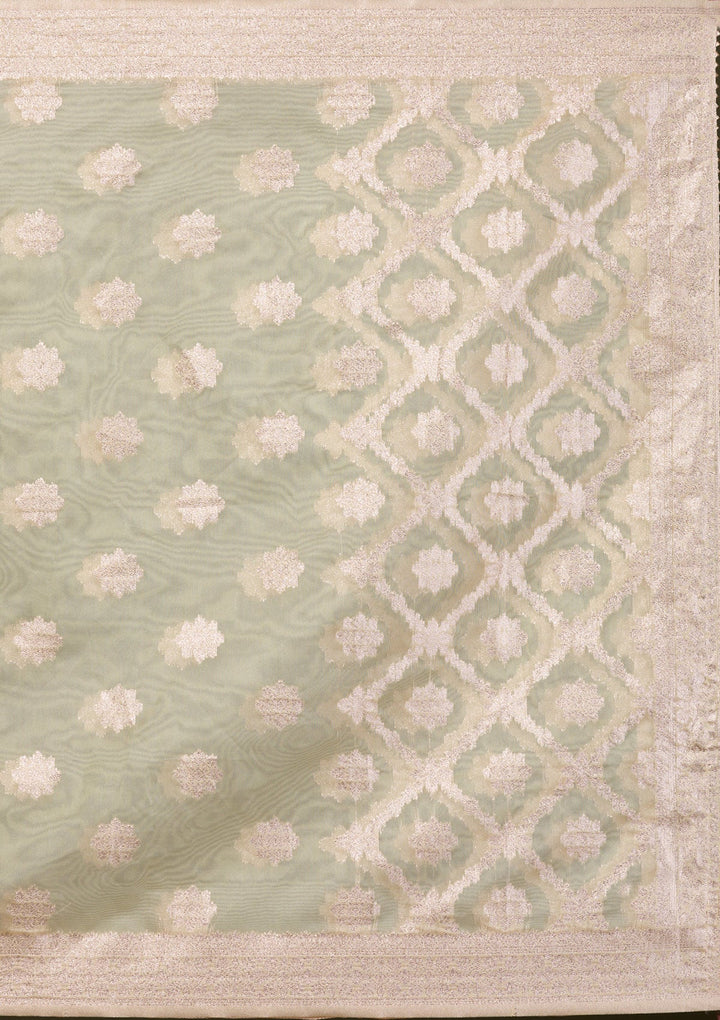 Beige Zariwork Banarasi Readymade Sharara Kameez