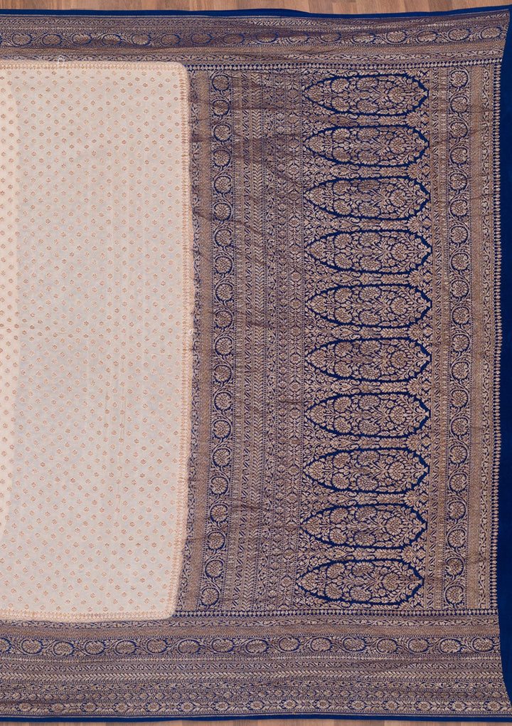 Beige Zariwork Banarasi Saree-Koskii