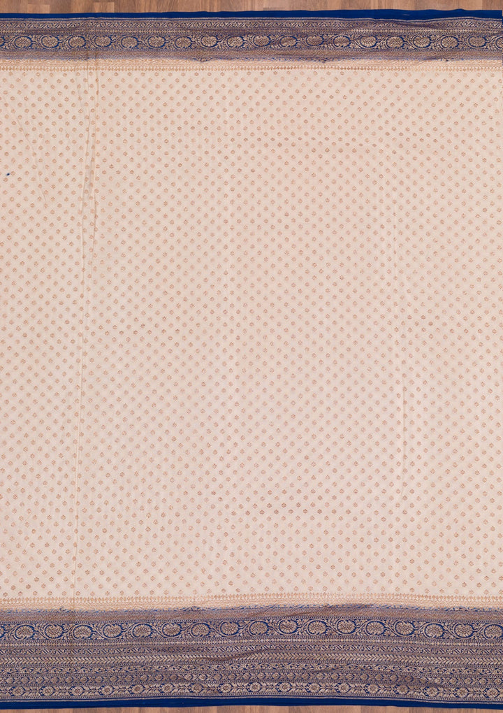 Beige Zariwork Banarasi Saree-Koskii