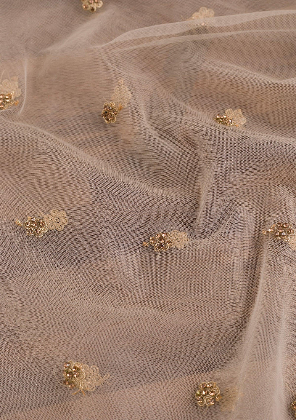 Beige Zariwork Net Dupatta-Koskii