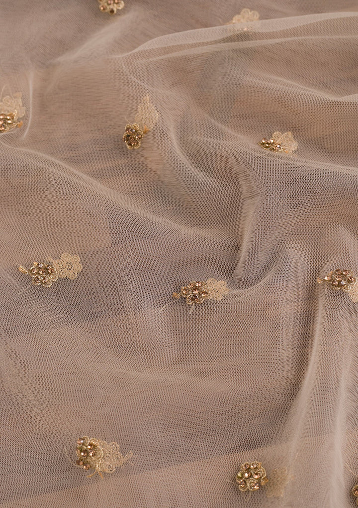 Beige Zariwork Net Dupatta-Koskii