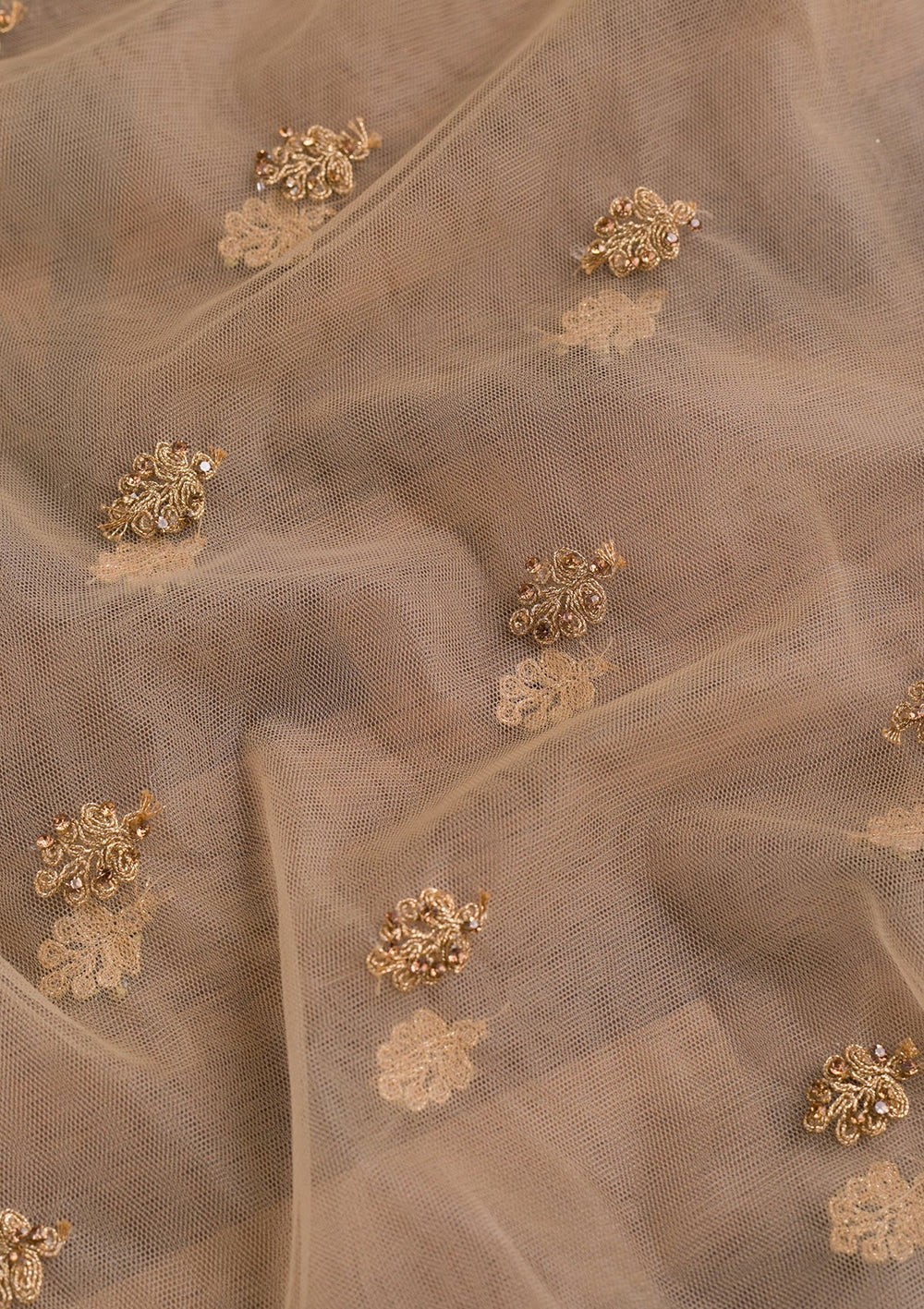 Beige Zariwork Net Dupatta-Koskii