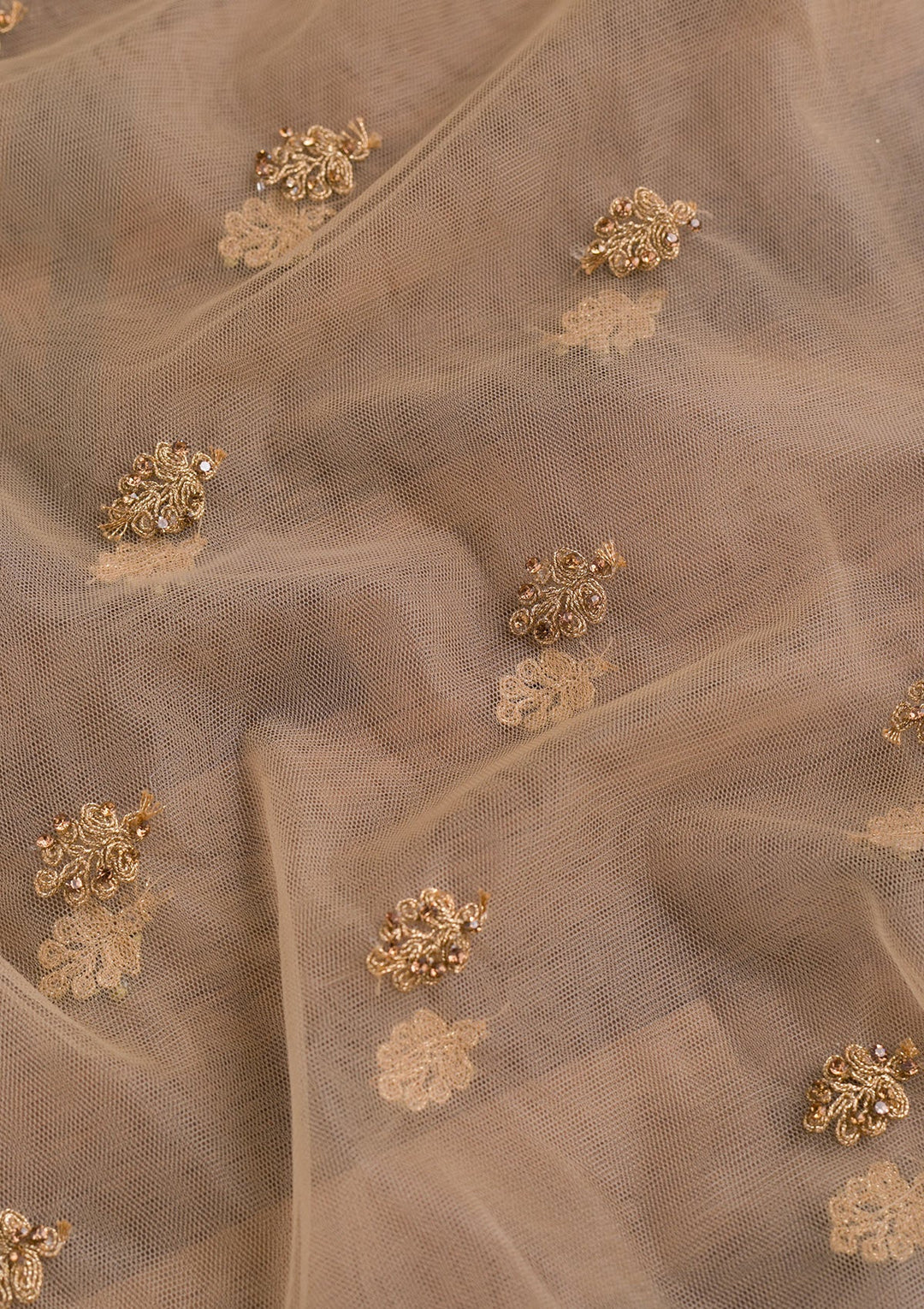 Beige Zariwork Net Dupatta-Koskii