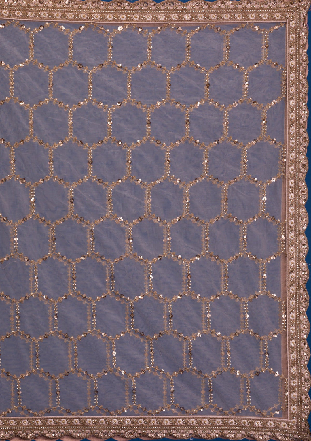 Beige Zariwork Net Readymade Lehenga-Koskii