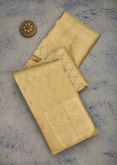 Beige Zariwork Pure Silk Saree-Koskii