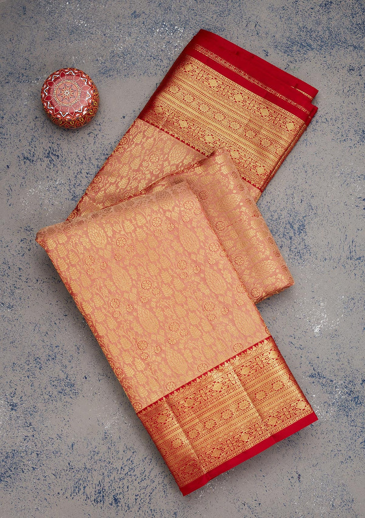 Beige Zariwork Pure Silk Saree-Koskii