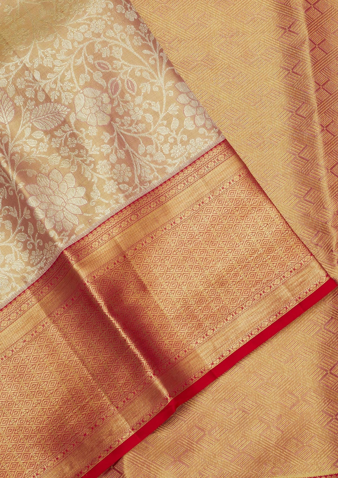 Beige Zariwork Pure Silk Saree-Koskii