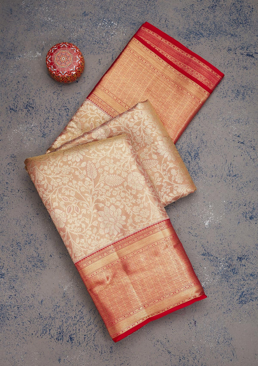 Beige Zariwork Pure Silk Saree-Koskii
