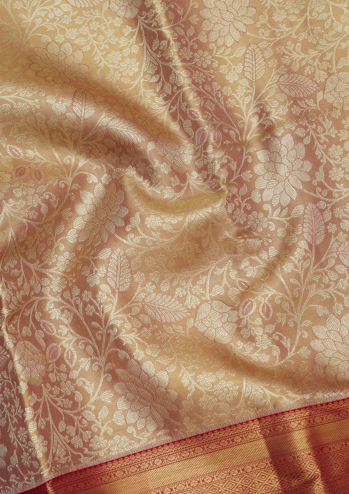 Beige Zariwork Pure Silk Saree-Koskii