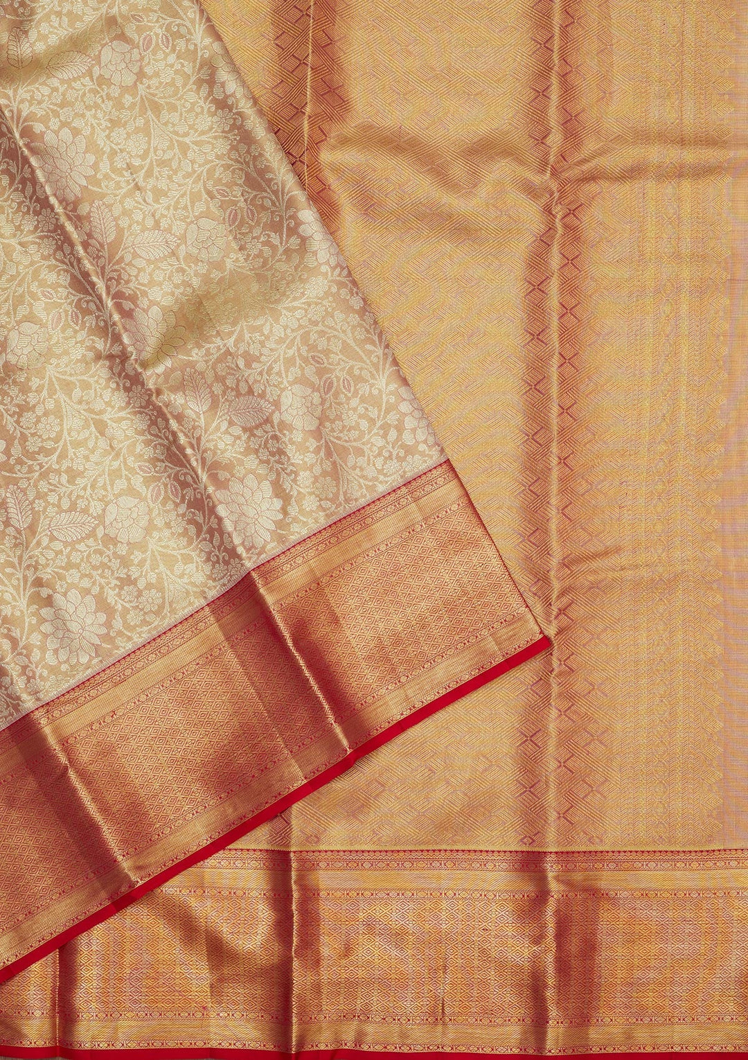Beige Zariwork Pure Silk Saree-Koskii