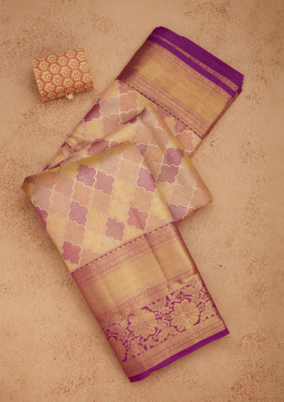 Beige Zariwork Pure Silk Saree-Koskii