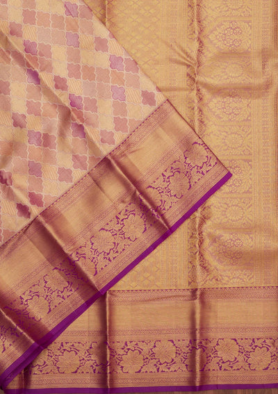 Beige Zariwork Pure Silk Saree-Koskii