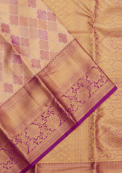 Beige Zariwork Pure Silk Saree-Koskii