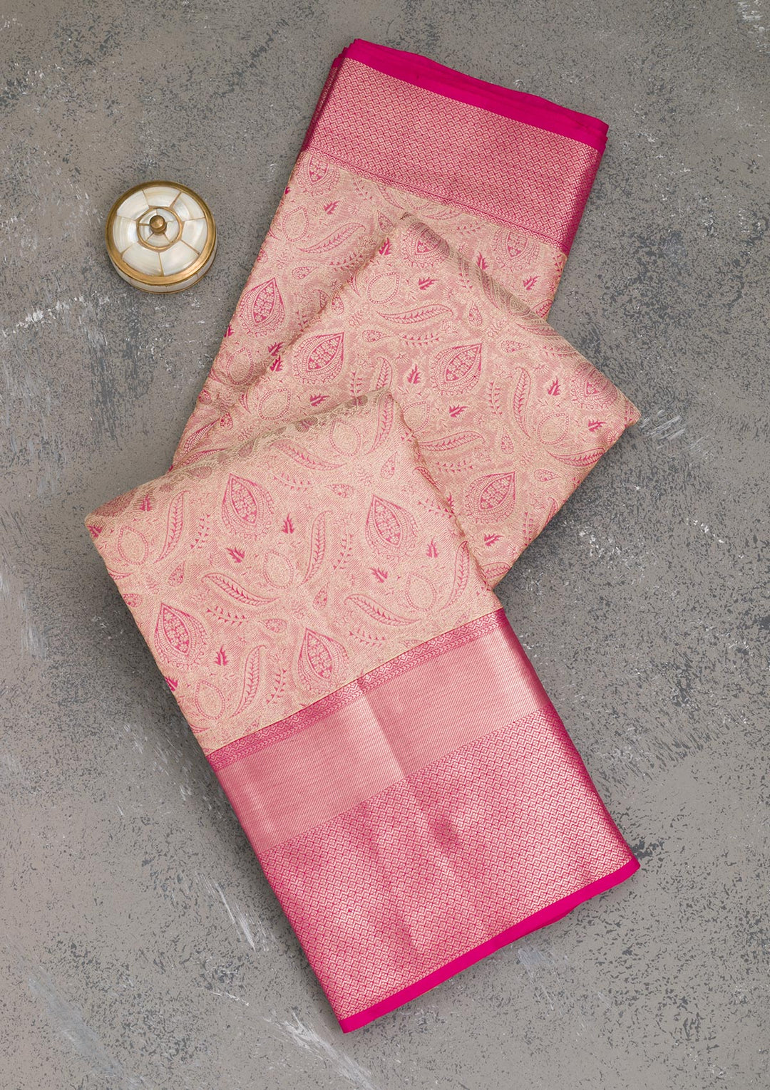 Beige Zariwork Pure Silk Saree-Koskii