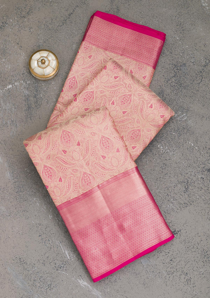 Beige Zariwork Pure Silk Saree-Koskii