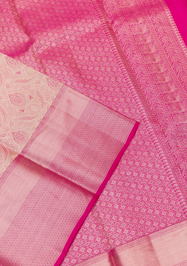 Beige Zariwork Pure Silk Saree-Koskii