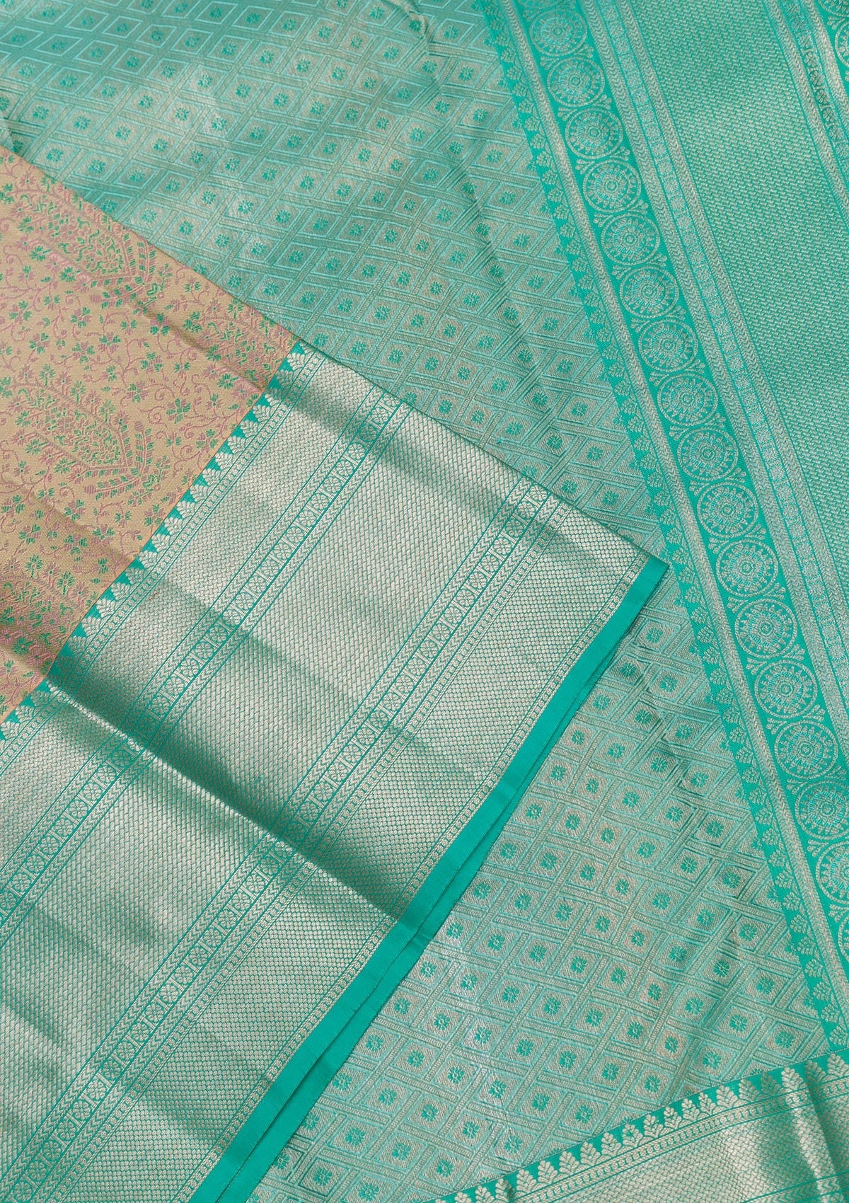 Beige Zariwork Pure Silk Saree-Koskii