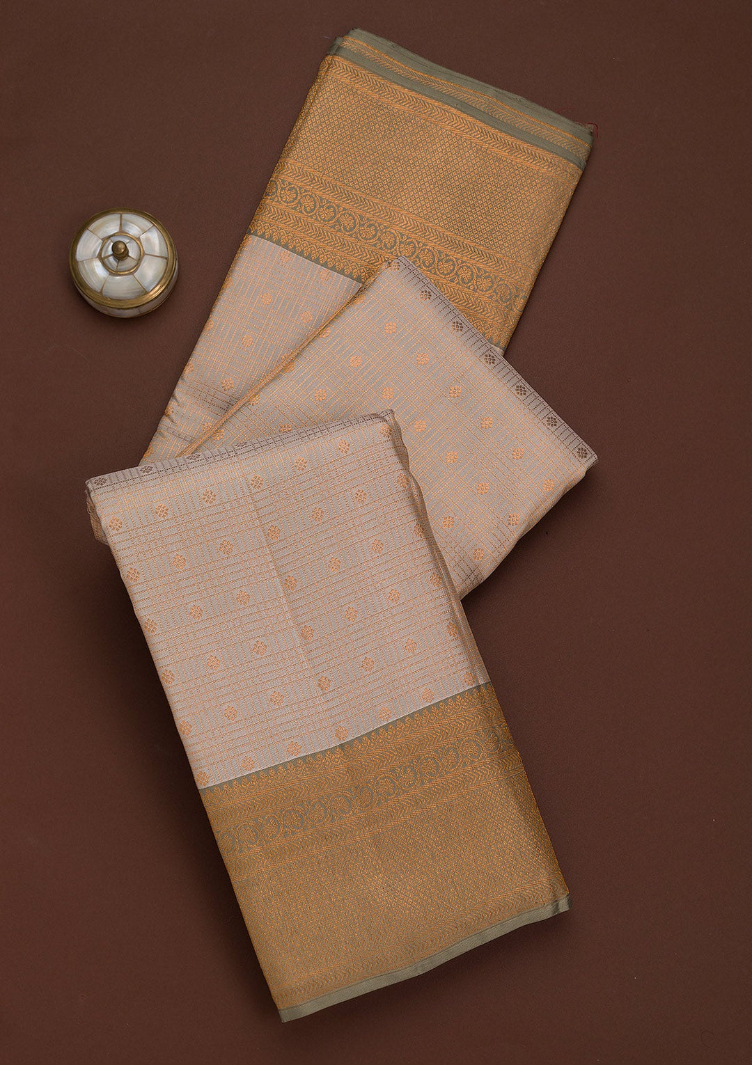 Beige Zariwork Pure Silk Saree-Koskii