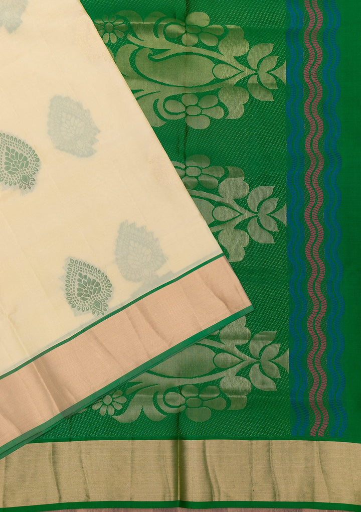 Beige Zariwork Pure Silk Saree-Koskii