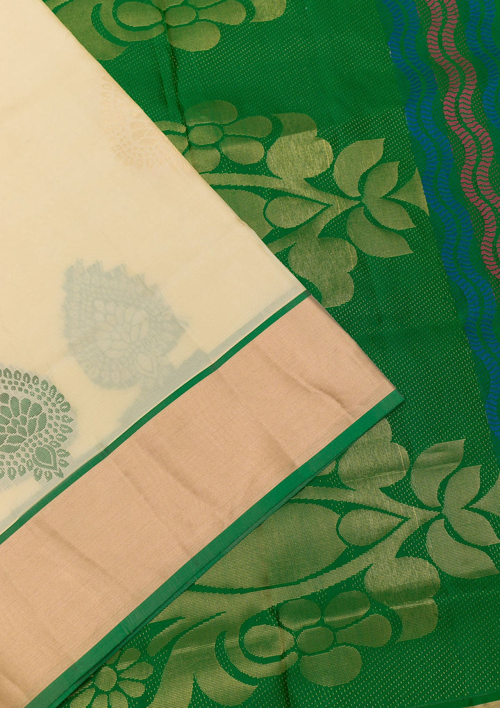 Beige Zariwork Pure Silk Saree-Koskii