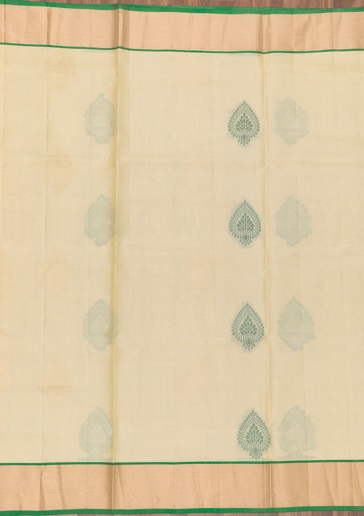 Beige Zariwork Pure Silk Saree-Koskii