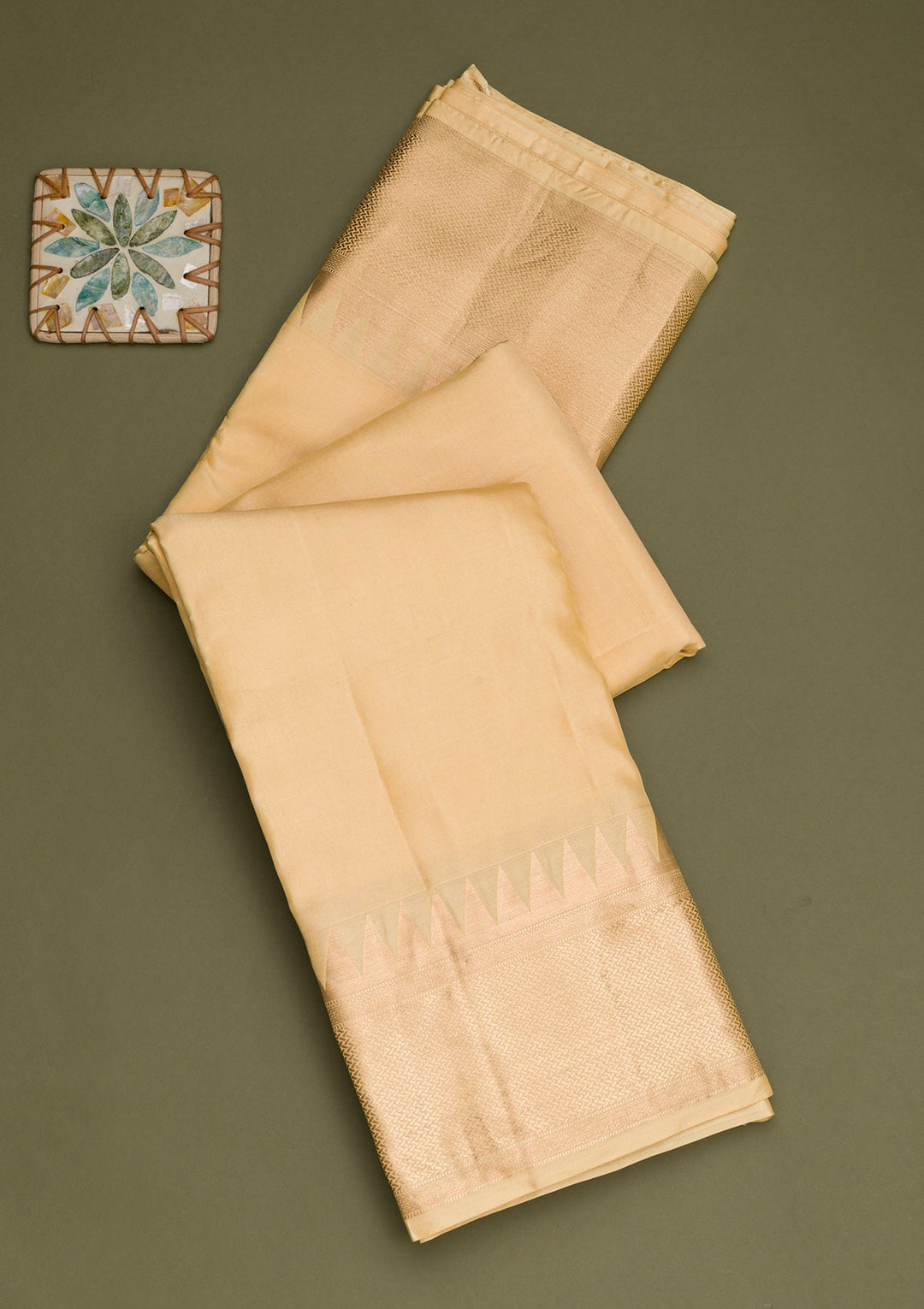 Beige Zariwork Pure Silk Saree-Koskii