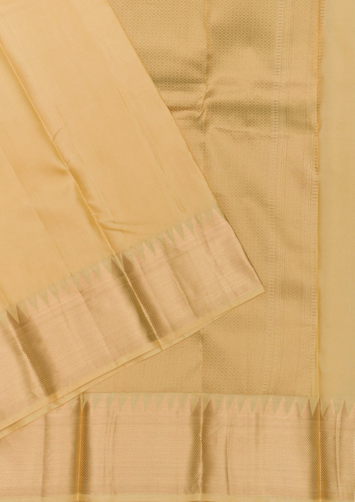 Beige Zariwork Pure Silk Saree-Koskii