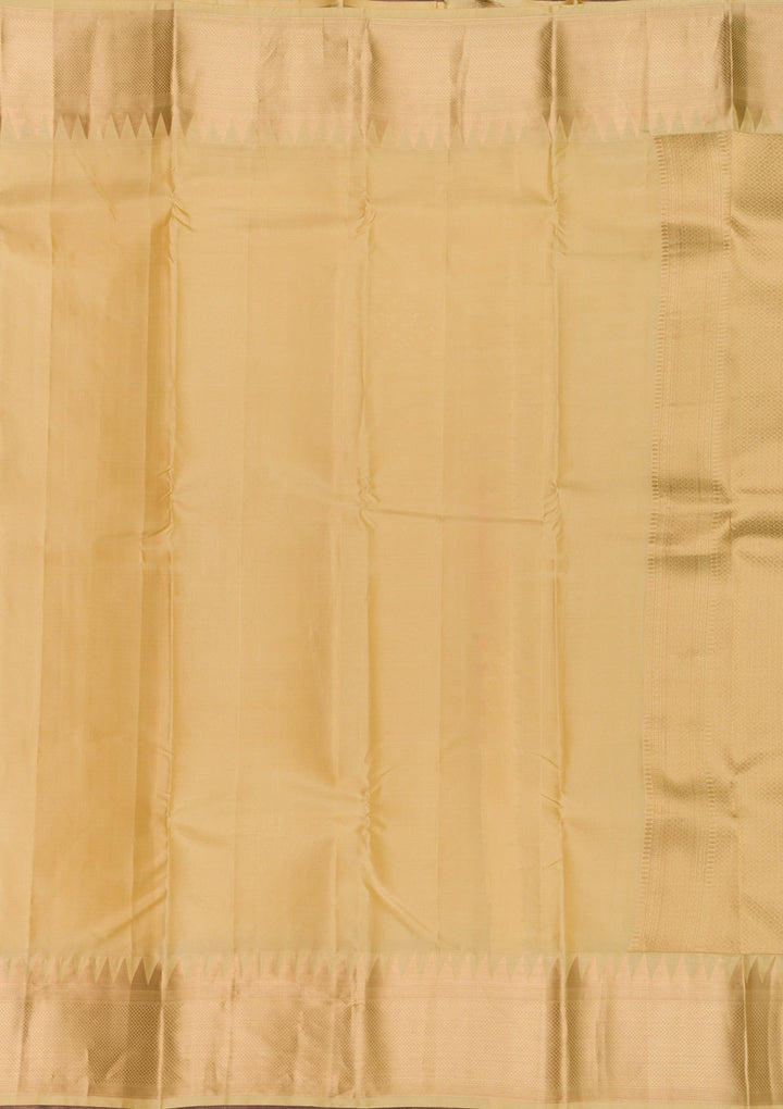 Beige Zariwork Pure Silk Saree-Koskii