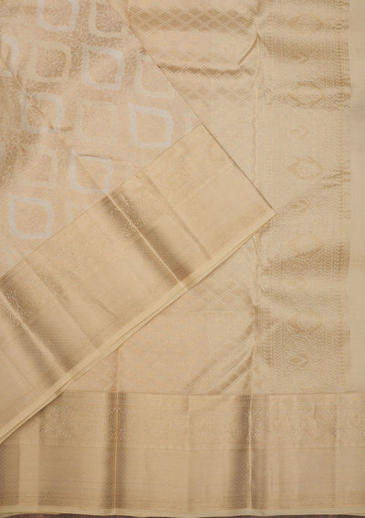 Beige Zariwork Pure Silk Saree-Koskii