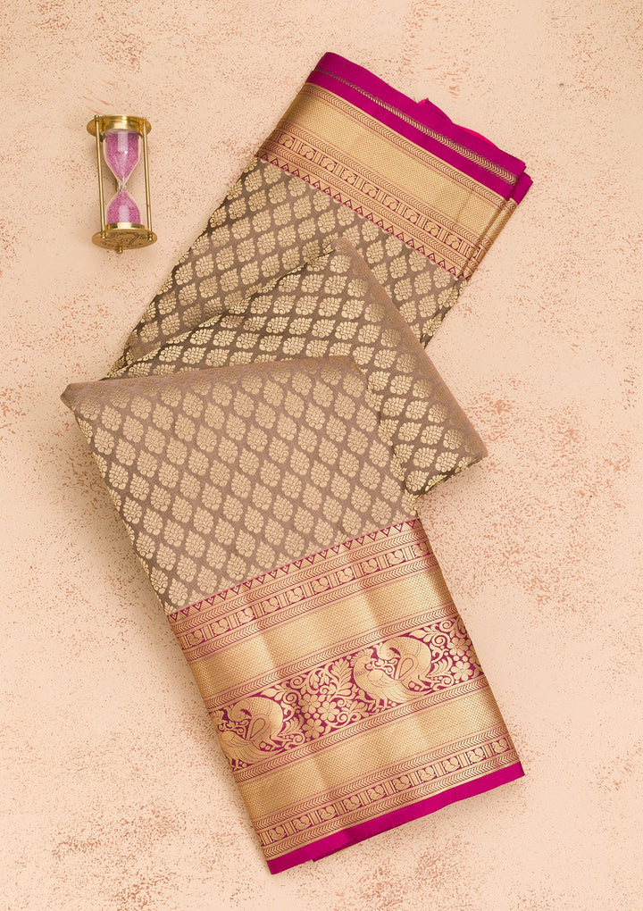Beige Zariwork Pure Silk Saree-Koskii