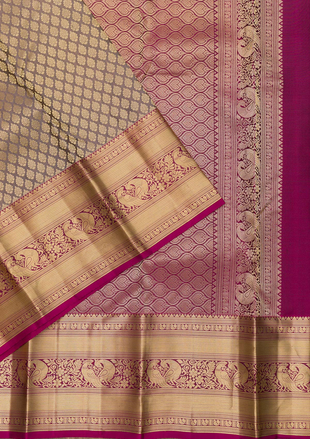 Beige Zariwork Pure Silk Saree-Koskii