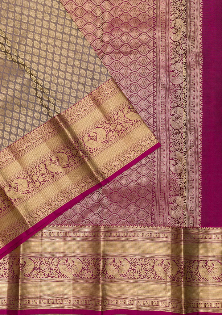 Beige Zariwork Pure Silk Saree-Koskii