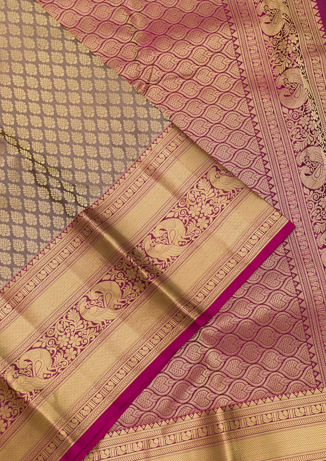 Beige Zariwork Pure Silk Saree-Koskii