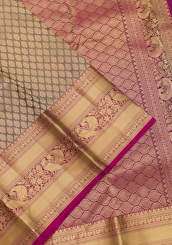 Beige Zariwork Pure Silk Saree-Koskii