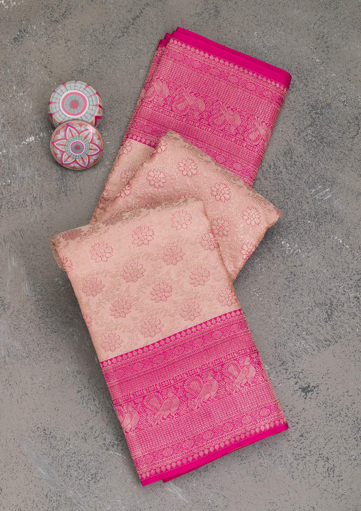 Beige Zariwork Pure Silk Saree-Koskii