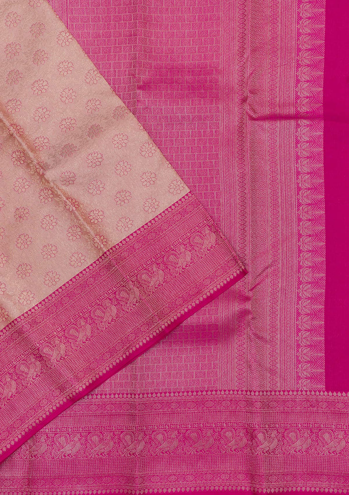 Beige Zariwork Pure Silk Saree-Koskii