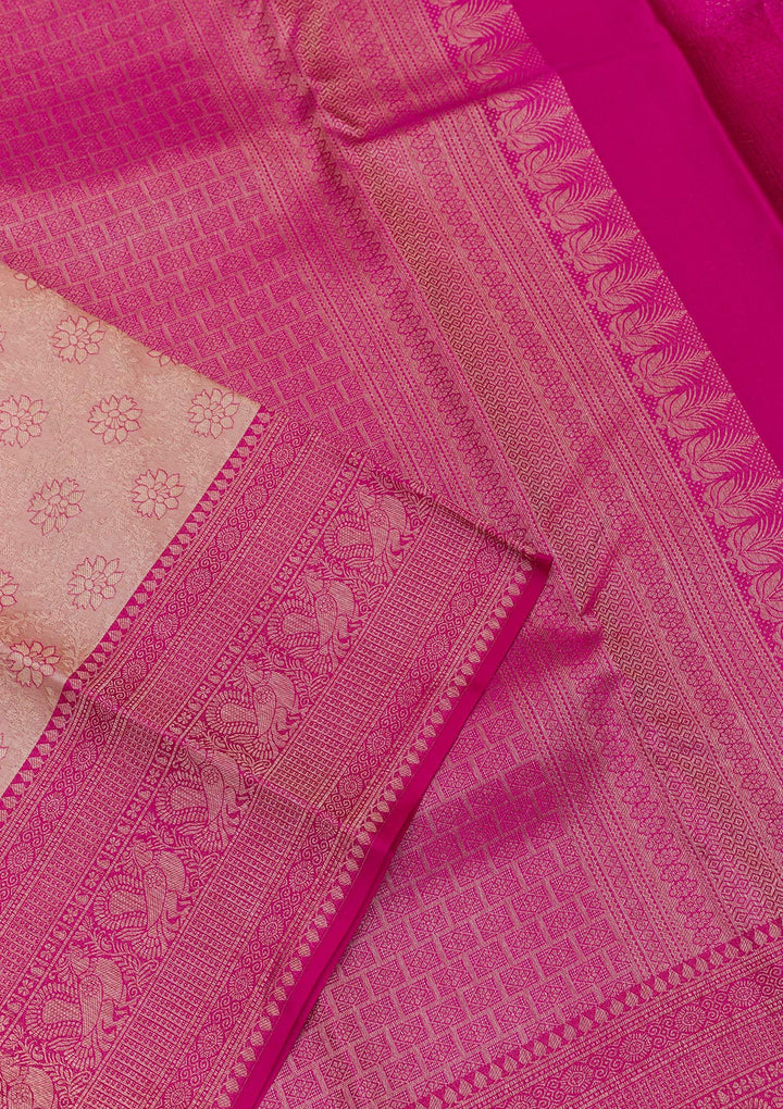 Beige Zariwork Pure Silk Saree-Koskii