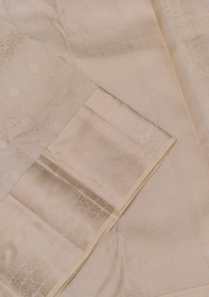 Beige Zariwork Pure Silk Saree-Koskii