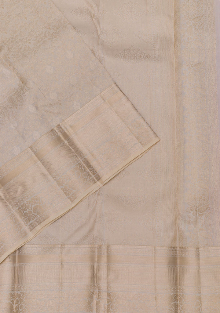 Beige Zariwork Pure Silk Saree-Koskii