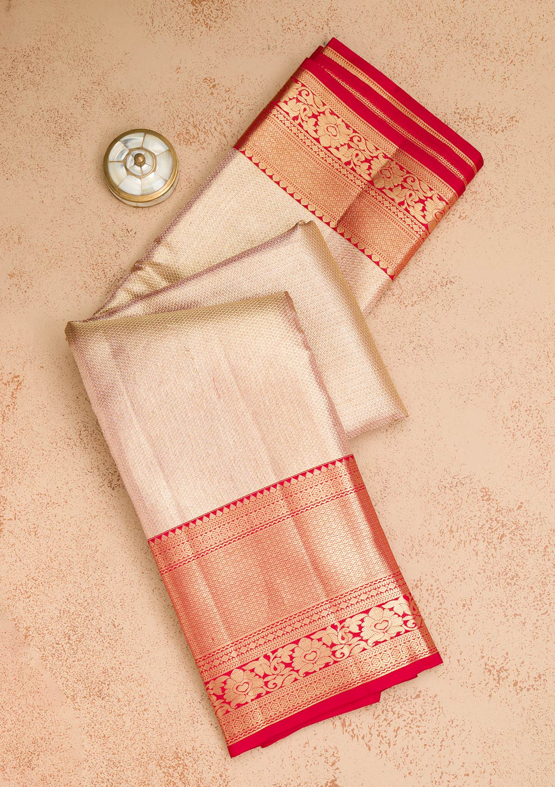 Beige Zariwork Pure Silk Saree-Koskii