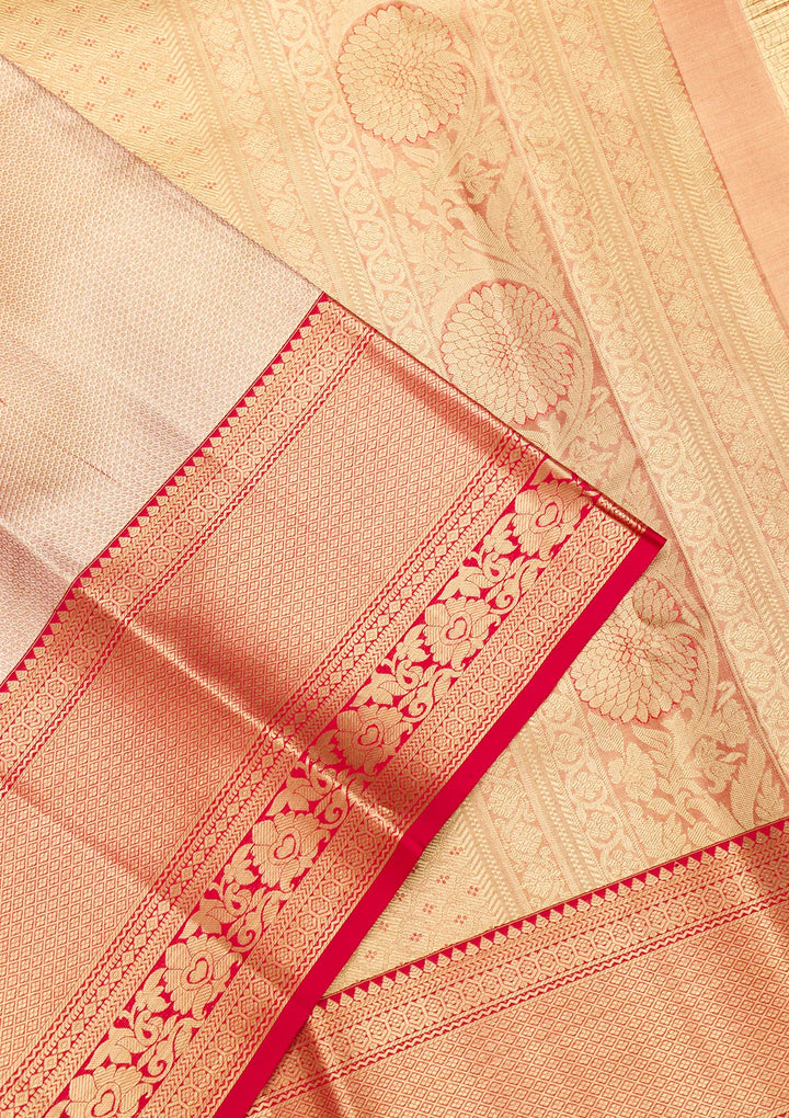 Beige Zariwork Pure Silk Saree-Koskii