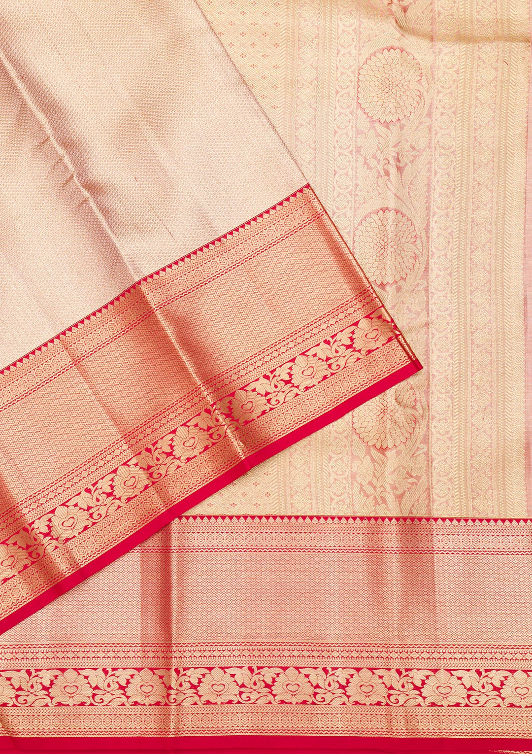 Beige Zariwork Pure Silk Saree-Koskii
