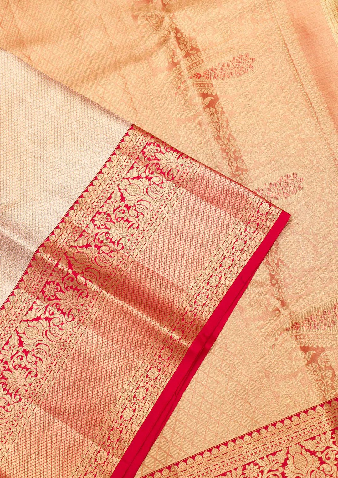 Beige Zariwork Pure Silk Saree-Koskii