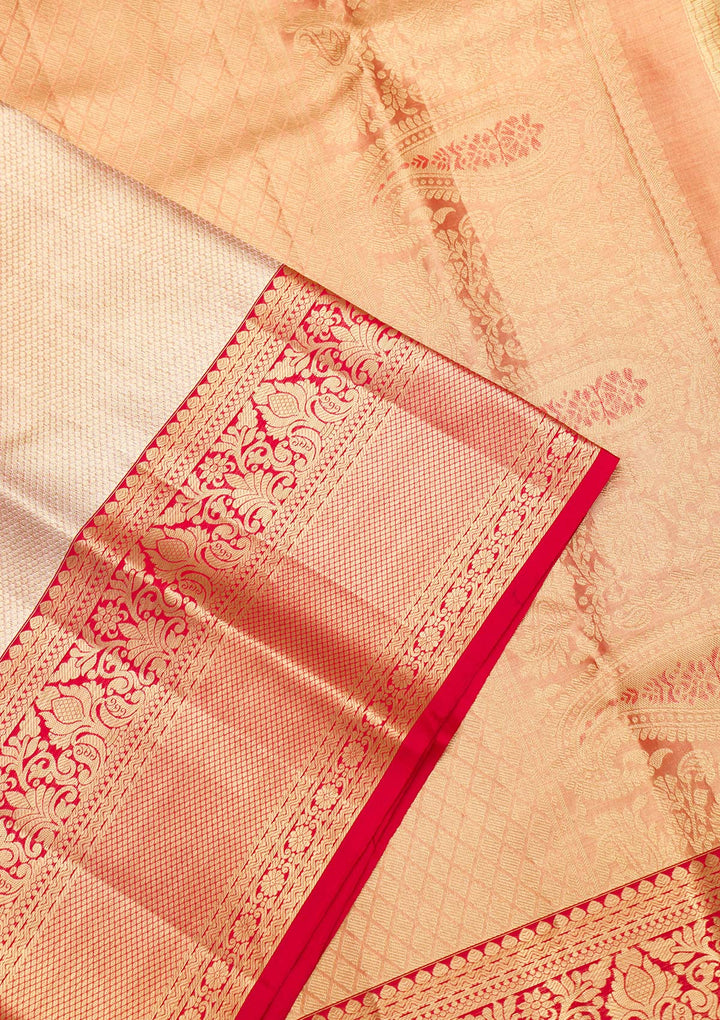 Beige Zariwork Pure Silk Saree-Koskii