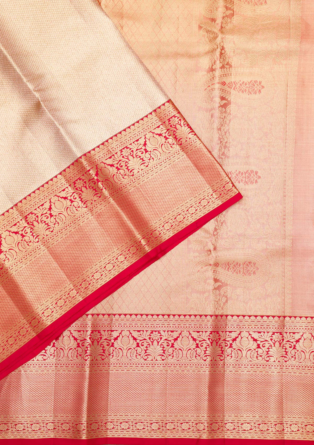 Beige Zariwork Pure Silk Saree-Koskii