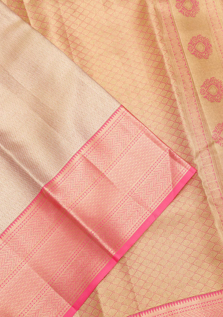 Beige Zariwork Pure Silk Saree-Koskii