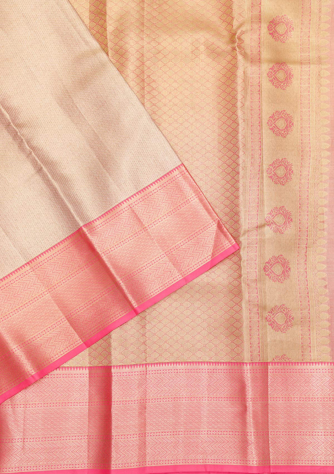 Beige Zariwork Pure Silk Saree-Koskii