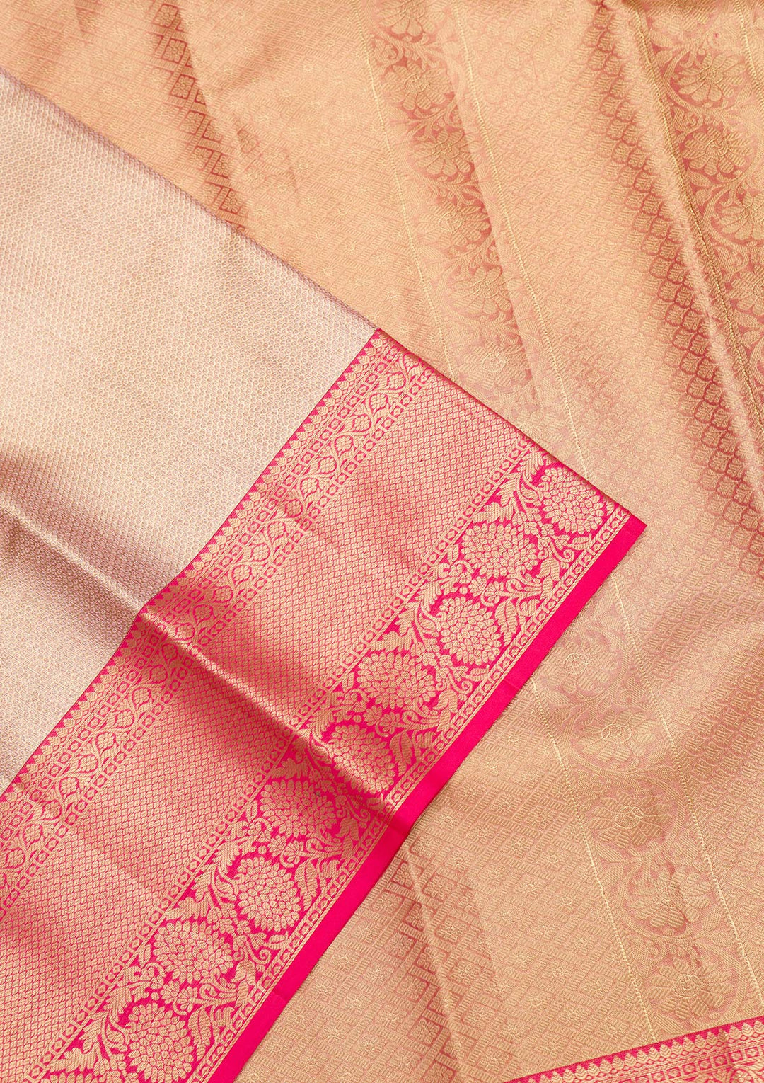 Beige Zariwork Pure Silk Saree-Koskii