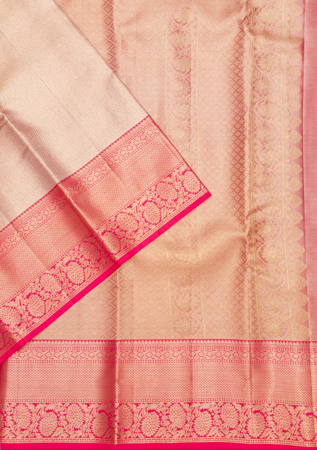 Beige Zariwork Pure Silk Saree-Koskii