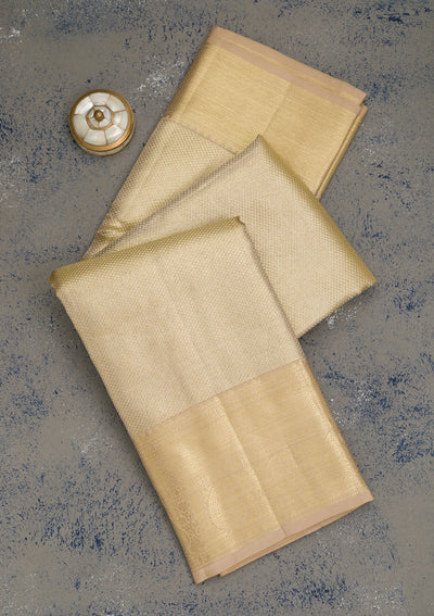 Beige Zariwork Pure Silk Saree-Koskii